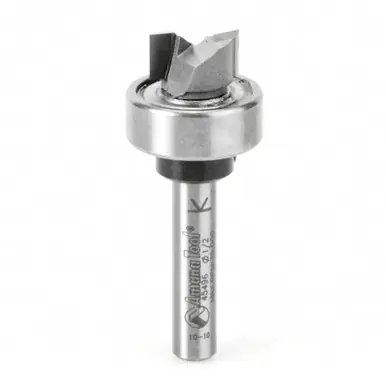 Amana 45496 Carbide Tipped Flush Trim Plunge Template 1/2 D x 1/4 CH x 1/4" Shank w/ Oversized Upper