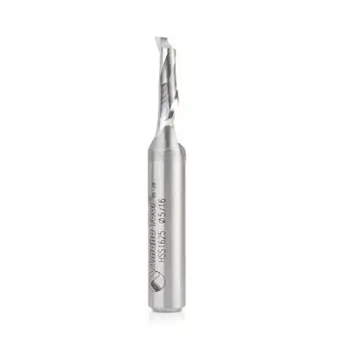 Amana HSS1625 HSS Spiral Aluminum Cutting Single Flute Up-Cut 5/16 D x 1 CH x 1/2 Shank 3-1/2"