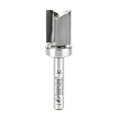 Amana 45479 Carbide Tipped Flush Trim Plunge Template 9/16 D x 3/4 CH x 1/4" Shank w/ Upper Ball