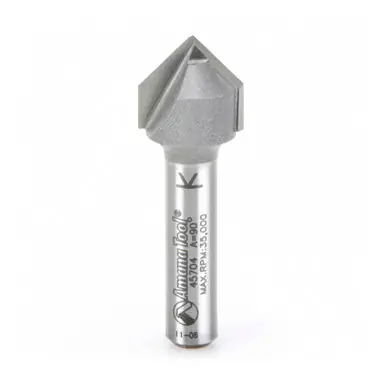 Amana 45704 Carbide Tipped V Groove 90 Deg x 1/2 D x 1/2 CH x 1/4" Shank Router Bit