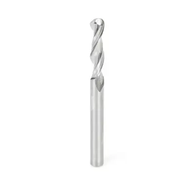 Amana 46428 Up-Cut Spiral Ball Nose 1/8 R x 1/4 D x 1-1/8 CH x 1/4 Shank x 3" x 2 Flute Router Bit