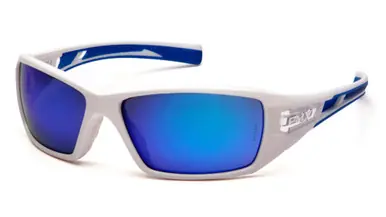 Pyramex SWBL10465D Velar Ice Blue Mirror Lens w/ White and Blue Frame
