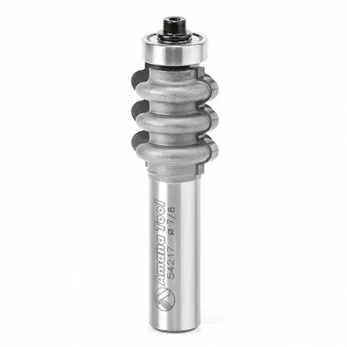 Amana 54217 Carbide Tipped Triple Flute 1/8 R x 7/8 D x 1" CH x 1/2 Shank w/ Lower Ball Bearing