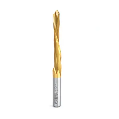 Amana HSS1702TIN TiN Coated Single Flute 1/2 D x 2-1/2 CH x 1/2 Shank x 5-1/2" HSS Down-Cut Door Bit