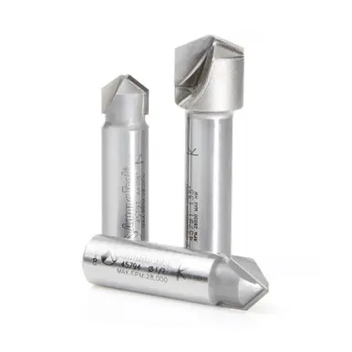 Amana AMS-147 3-Pc Carbide Tipped V-Groove 90, 108 and 135 Deg. Angles for Double Edge Folding ACM