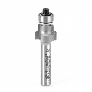Amana 47154 Carbide Tipped No-File Trim .015 R x 1/2 D x 3/8 CH x 1/4" Shank w/ Lower Ball Bearing