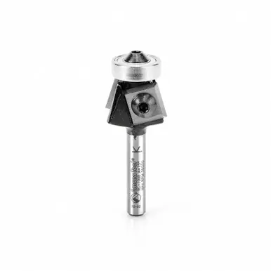 Amana RC-1008 Insert Bevel Laminate Trim 15 Deg Angle x 13/16 D x 7/16 CH x 1/4" Shank w/ Lower Ball