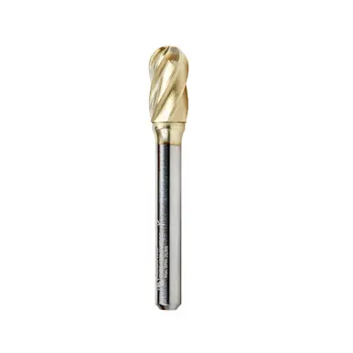 Amana BURS-122NF Radius Cylinder Head 3/8 D x 3/4 CH x 1/4 Shank x 2-1/2" ZrN Coated Double Cut Burr