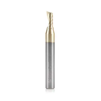 Amana 51477-Z Spiral O-Single Flute, ZrN Coated Aluminum Cutting 3/16 D x 3/8 CH x 1/4 Shank x 2"