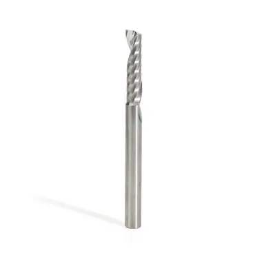 Amana 51409 Spiral O-Single Flute Plastic Cutting 1/4 D x 1-1/16 CH x 1/4 Shank x 3" Up-Cut CNC