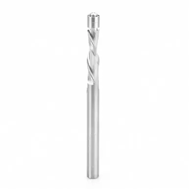 Amana 46297 UltraTrim Spiral Trim 1/4 D x 1 CH x 1/4 Shank x 3" w/ Double BB Down-Cut Router Bit