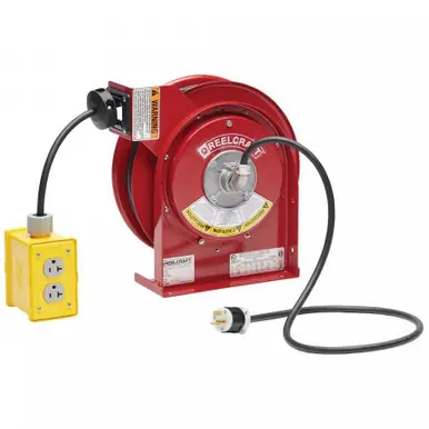 Reelcraft L-4525-123-7Q - 12/3 x 25 ft. 20A Quad Box Outlet Electric Cord Reel