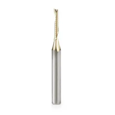 Amana 51486-Z Spiral O-Single Flute, ZrN Coated Aluminum Cutting 1/8 D x 3/4 CH x 1/4 Shank x 2-1/2"