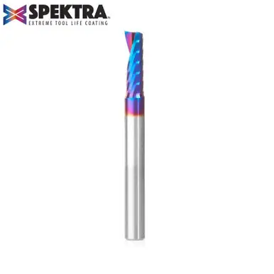 Amana 51421-K Spektra Coated Spiral O-Single Flute, Plastic Cutting 1/4 D x 3/4 CH x 1/4 Shank x