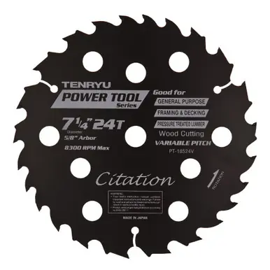 TENRYU PT-18524V - Citation - 7-1/4" 24T Wood Cutting Saw Blade