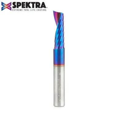 Amana 51414-K Spektra Coated Spiral O-Single Flute, Plastic Cutting 3/8 D x 1-1/8 CH x 3/8 Shank x