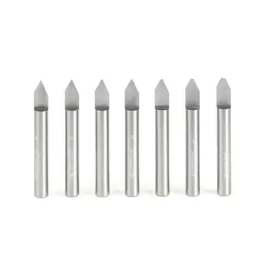 Amana 45769 7-Piece 60 Deg Engraving 1/4" Shank x 2" Router Bit Set