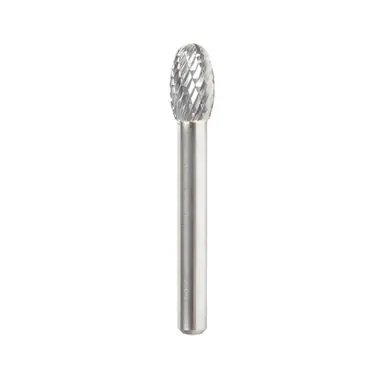Amana BURS-174 Oval Shape Head 3/8 D x 5/8 CH x 1/4 Shank x 2-3/8" Double Cut SE Burr Bit