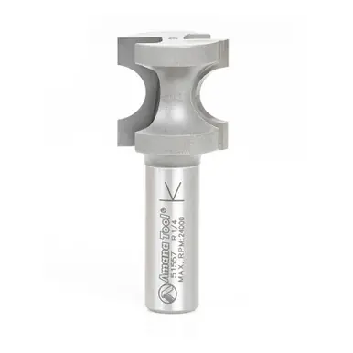 Amana 51557 Carbide Tipped Bullnose 1/4 Radius x 1 Dia x 1 Cut Height x 1/2" Shank Router Bit