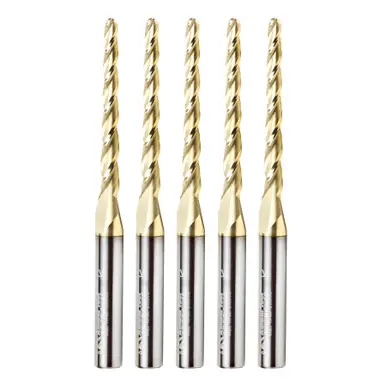 Amana 46284-5, 5-Pack CNC 2D/3D Carving 1 Deg Tapered Angle Ball Nose x 1/8 D x 1/16 R x 1-1/2 CH x