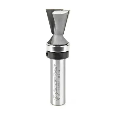 Amana 45852 Carbide Tipped Dovetail 14 Deg x 3/4 D x 3/4 CH x 1/2" Shank w/ Upper Ball Bearing