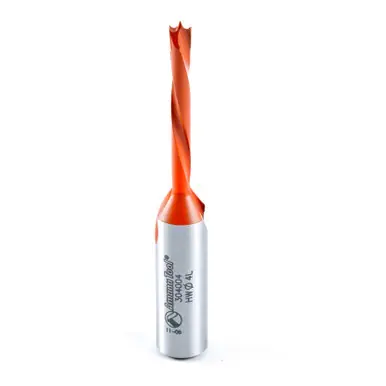 Amana 304004 Carbide Tipped Brad Point Boring Bit L/H 4mm D x 70mm Long x 10mm Shank